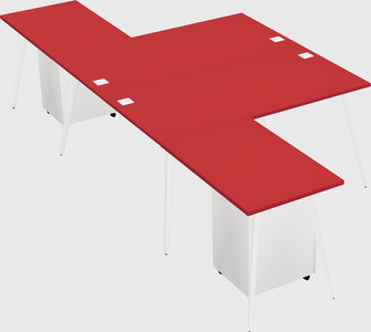 Shared l-shaped office desk system