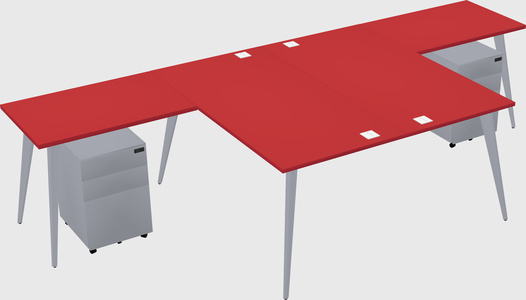 Shared l-shaped office desk system