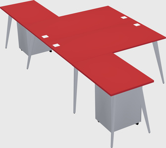 Shared l-shaped office desk system