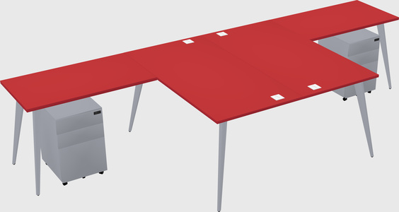 Shared l-shaped office desk system