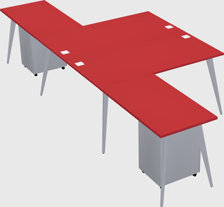 Shared l-shaped office desk system