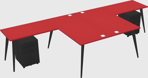 Shared l-shaped office desk system