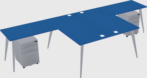 Shared l-shaped office desk system