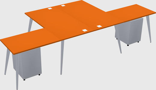 Shared l-shaped office desk system