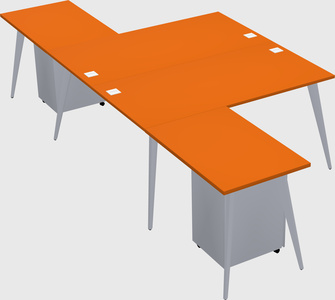 Shared l-shaped office desk system