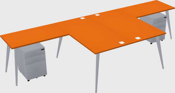 Shared l-shaped office desk system