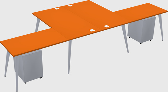 Shared l-shaped office desk system