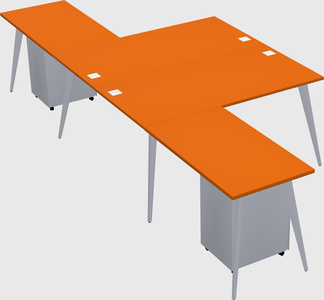 Shared l-shaped office desk system