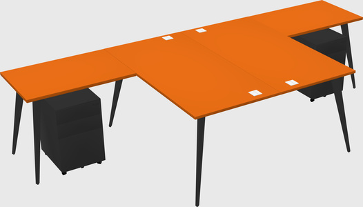 Shared l-shaped office desk system