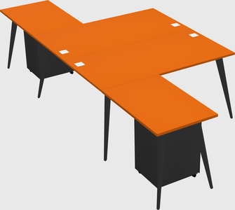 Shared l-shaped office desk system