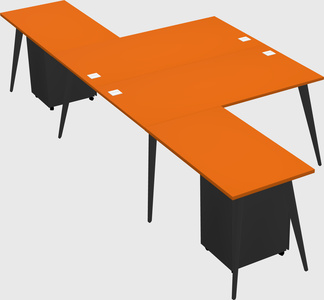 Shared l-shaped office desk system