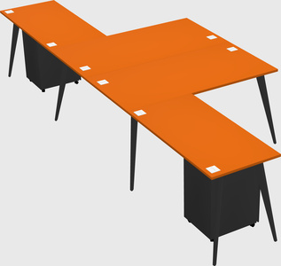 Shared l-shaped office desk system