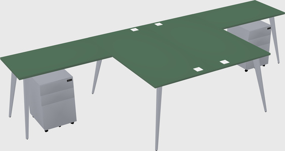 Shared l-shaped office desk system