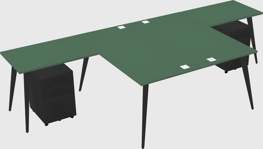 Shared l-shaped office desk system