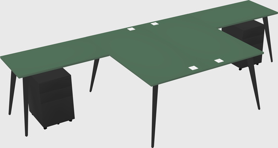 Shared l-shaped office desk system