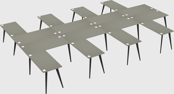 Shared l-shaped office desk system