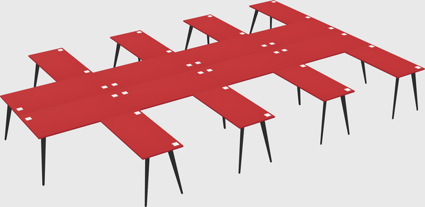 Shared l-shaped office desk system