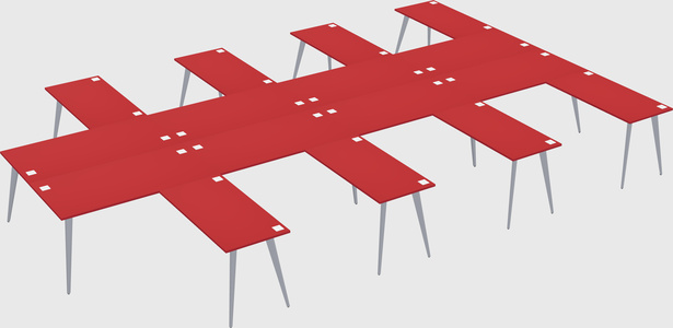 Shared l-shaped office desk system