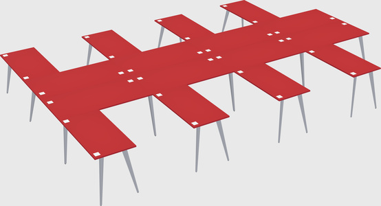 Shared l-shaped office desk system