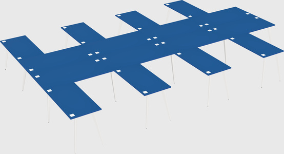 Shared l-shaped office desk system