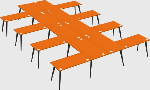 Shared l-shaped office desk system