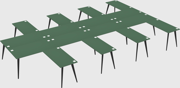 Shared l-shaped office desk system