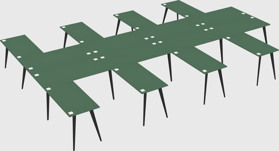 Shared l-shaped office desk system