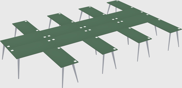 Shared l-shaped office desk system