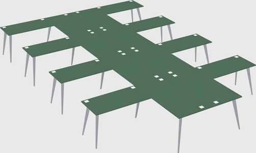 Shared l-shaped office desk system