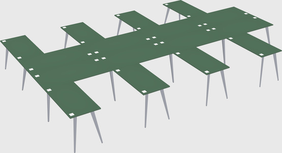 Shared l-shaped office desk system