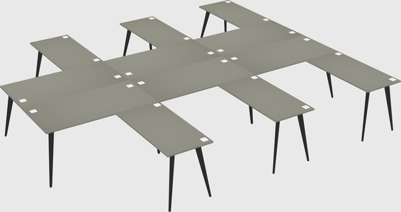 Shared l-shaped office desk system