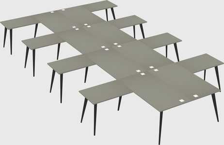 Shared l-shaped office desk system