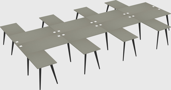 Shared l-shaped office desk system