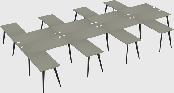 Shared l-shaped office desk system