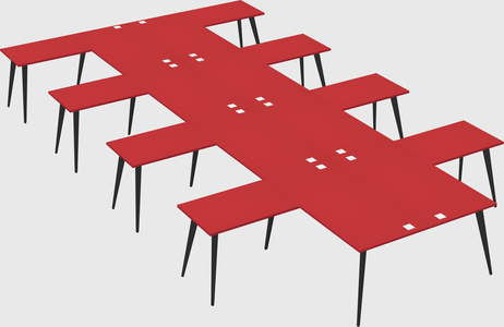 Shared l-shaped office desk system