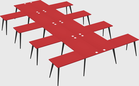 Shared l-shaped office desk system