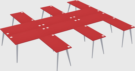 Shared l-shaped office desk system