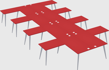 Shared l-shaped office desk system