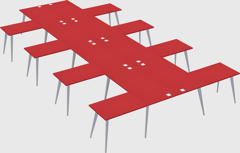 Shared l-shaped office desk system