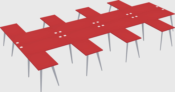 Shared l-shaped office desk system