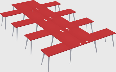 Shared l-shaped office desk system