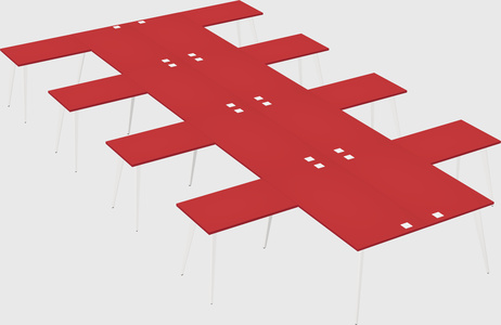 Shared l-shaped office desk system