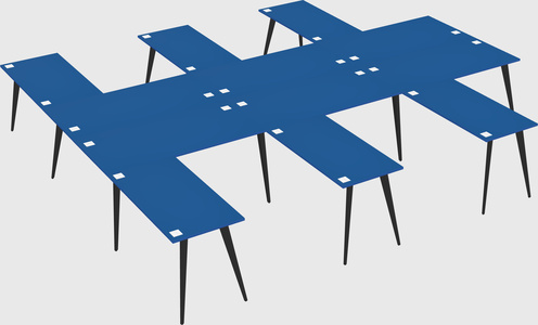 Shared l-shaped office desk system