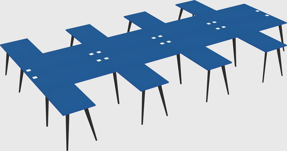 Shared l-shaped office desk system
