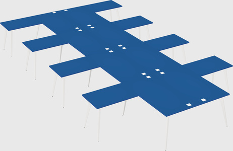 Shared l-shaped office desk system