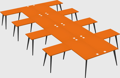 Shared l-shaped office desk system