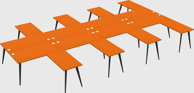 Shared l-shaped office desk system