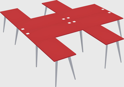 Shared l-shaped office desk system