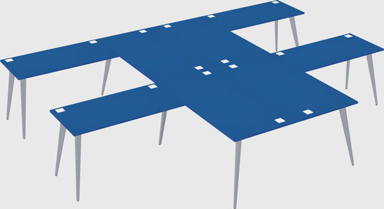 Shared l-shaped office desk system