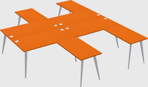Shared l-shaped office desk system